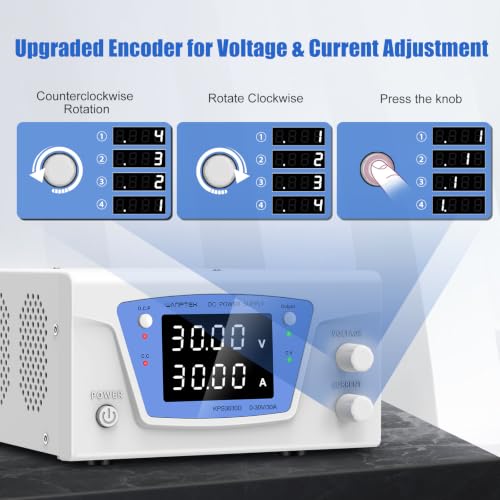 Image of DC Power Supply Variable, 30V 30A 900W Bench Power Supply with Encoder knob, High Power Adjustable Switching Power Supply with OCP Switch, Variable Power Supply with Output Enable /Disable Button