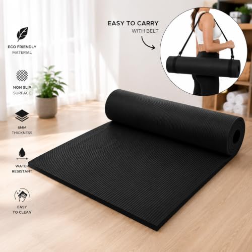 Image of Premium TPE Yoga Mat - 6MM | Non-Slip | With Carry Strap For Men & Women Exercise Mat for Home Workout & Gym Anti Slip Anti Skid.