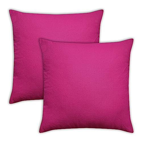Craftbot 100% Cotton Decorative Throw Pillow Covers (Solid) - Fuchsia