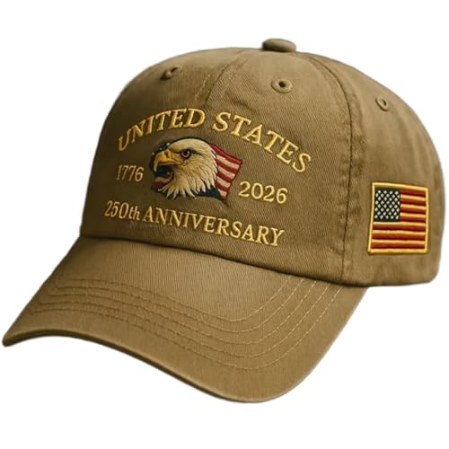 U.S.A. 250th Anniversary Commemorative Hat, Patriotic Adjustable 250 Anniversary USA Hat, Bald Eagle Printed Baseball Cap