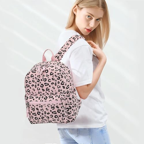 Image of Corduroy Womens Mini Backpack Girls Small Backpack Purse Fashion Casual Daypack School Bookbag (Leopard Pink)