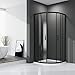 Produktbild Meykoers Duschkabine 90x90cm Eckeinstieg Runddusche mit Schiebetür, Duschkabine Schwarz Rahmen Duschabtrennung Duschtür Duschwand Glas, ESG Sicherheitsglas mit Nano-Beschichtung Höhe 185cm Radius 55cm