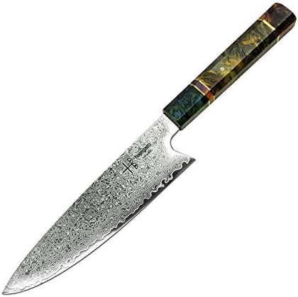 hajegato Damascus Chef Knife Gyuto Unique One Of Kind Handle Professional 8 Inch Japanese Chefs Kitchen Knife Vg10 67 Layers Damascus Steel Knive with Sheath