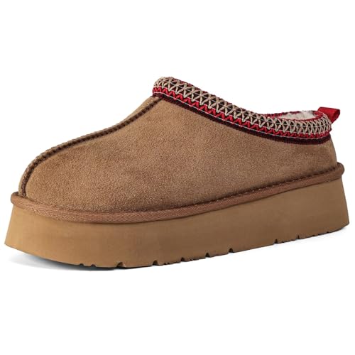 OOW Genuine Suede Platform Slippers for Women with...