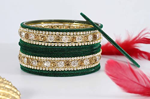 Image of NMII Non Precious Metal, Velvet and Zircon Gemstone Bangle set for Women /Girls