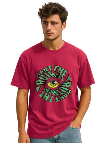 Image of Veirdo Pure Cotton Oversized Loose Fit Drop Shoulder Graphic Printed Men's Half Sleeve T-Shirt (Sizes: S to 2XL)