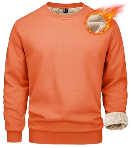 MAGCOMSEN Men's Sherpa Lined Sweatshirts Fleece Pullover Basic Tops Warm Crewneck Winter Sweatshirt