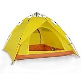 Zelten Family Camp Zelt Freien Außenzelt 2-3 Personen Double-Layer-Regenfest Family Camping Automatische Aluminium Pole Zelt 2 Farben Leichtes Camping (Color : Yellow, Size : One Size)