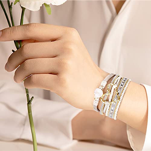 Btysun Bracelets for Women,Stocking Stuffers for Teens Birthday Gifts for Mom Inspirational Gift for Women Mother's Day Daughter Wrap Bracelet Sister Friend Teen Girl Gifts Leather Layered Jewelry Valentines Gift for Her