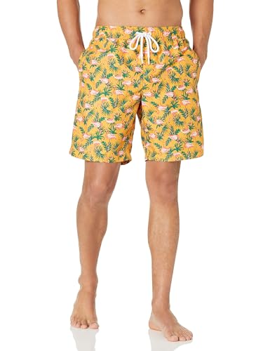 Amazon Essentials Herren Badehose, Schnell Trocknend, 23 cm, Orange, Flamingo, M