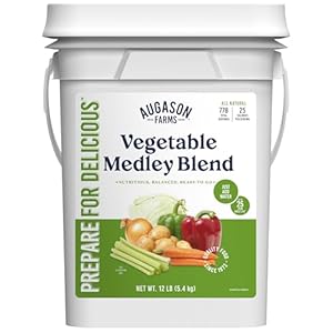 Augason Farms Vegetable Medley Blend 4-Gallon Pail, Certified Gluten Free, Emergency Food Supply, Everday Meals, 778 Servings