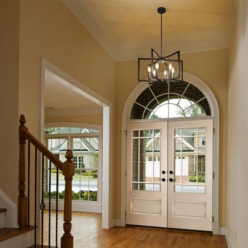 Klgxnrd B8F03F40-233A-47DE-9AB8-74A72D1051DA 6-Light Modern Farmhouse Black Chandeliers For Entryway, Geometric Pendant Lights Kitchen Island, Hanging Industrial Metal Chandelier thumb #2