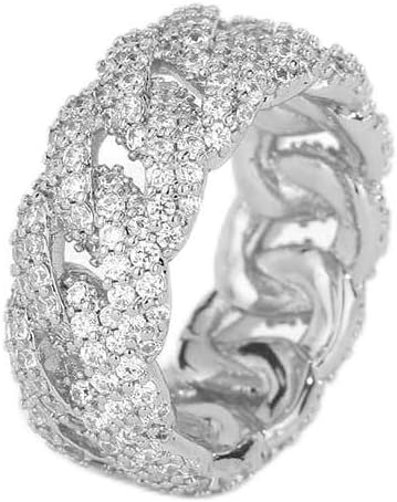 - Men‘s 14K Gold 10mm Bubble Cuban Link Ring with 5A+ Cubic Zirconia | Solid Full Eternity Band, Hypoallergenic Luxury Jewelry | Diamond Rings for Men, Men’s Wedding Ring, Bold Cool Rings for Men, Fashion Gift
