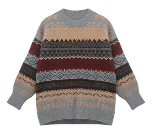 Image of Striped Sweater Women Knit Baggy Grandpa Vintage Pullover Grunge Old Money Casual Long Sleeve Aesthetic Streetwear