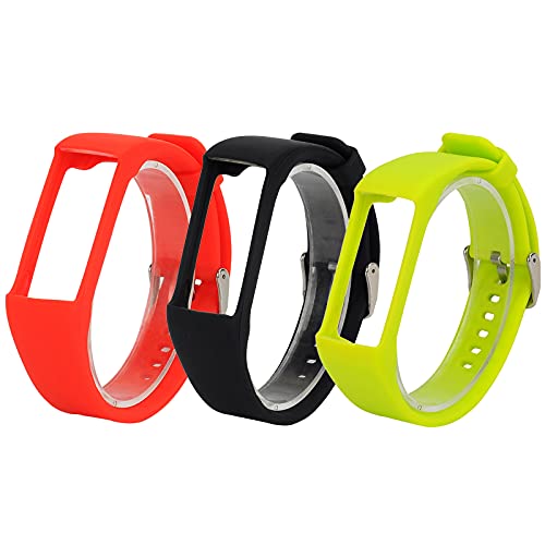 Compatible with POLAR A360 A370 Bands Women Men, Adjustable Soft Silicone Replacement Band Straps Wristbands Bracelet Fit for POLAR A360, POLAR A370 Smartwatch (Red Black Green)