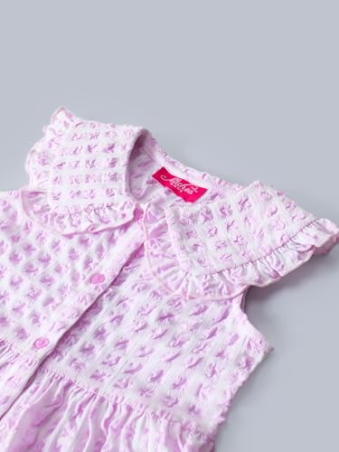 Image of PSPEACHES Girls Sleeveless Collared Neck Checked Pattern 1 Piece Dress|Western Dress for Kids Girls|Party & Casual Outfit
