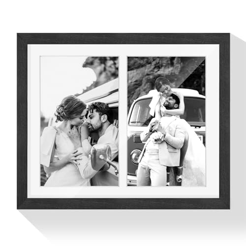 8.5x11 Oak Wood Picture Frame - Minimalist 8.5x11 Picture Frame with Mat Display 2Pcs 5x7 Photos, 5x7 Picture Frame Wood, Natural Solid Wooden Picture Frames(1 Pack, Black)