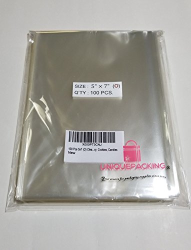 100 Pcs 5x7 (O) Clear Flat Cello / Cellophane Treat Bags Good for Bakery, Cookies, Candies