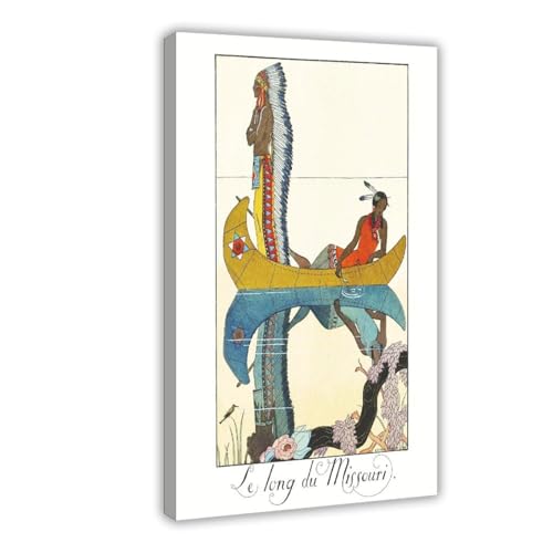 Affiche amérindienne Georges Barbier Le Long Du Missouri pour habiller un mur vide avec un cadre