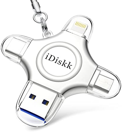 iDiskk 128GB lightning USB Stick for iPhone 4 in 1 iPhone Photo stick ,iPad memory iPhone storage work with latest iPhone USB-C device Mac and Computer USB Flash drive for iPhone