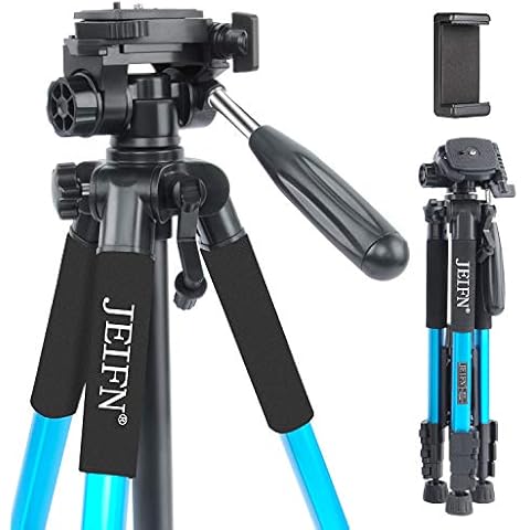 JEIFN Q111 58 Inch Lightweight Compact Portable Travel Camera Tripod for Canon Nikon Sony DSLR Camera Video with Carry Case (Blue) Cover