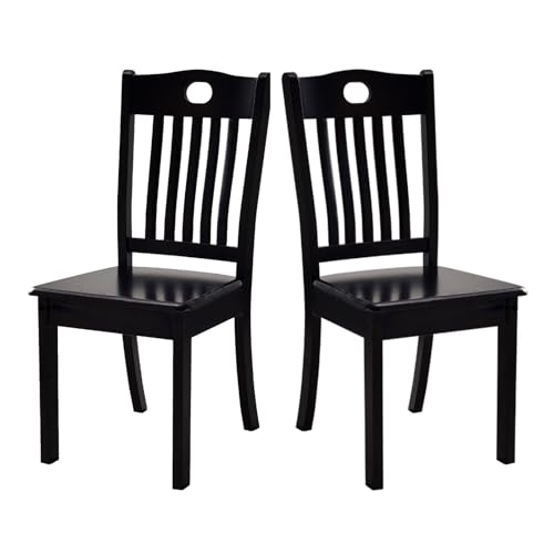 WRYsqbhjyb Sillas de Comedor Madera Pack 2, Silla Salon, Fáciles de Mover, Sillas de Cocina con Asiento de Madera, Sillas de Comedor Negras for Cocina, Sala de Estar, Oficina