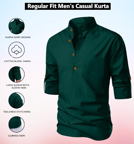 Image of Men's Kurta || Chinese Collar Long Sleeves || Straight Hip Length Kurtas || Short Kurta for Men || for Festival || Function || Occasion Wear Fancy Kurta for || Best Gifts for Mens