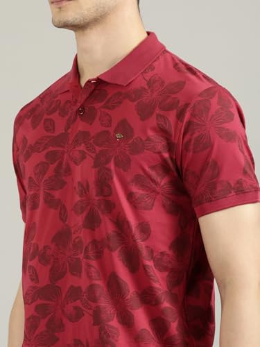 Image of JOVEN Mens Printed Polo Neck Half Sleeve Regular Fit Mercerised Cotton T-Shirt