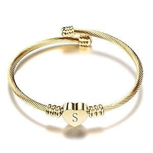 VQYSKO Gold Bracelets for Girls-A to Z Stainless Steel Heart Initial Girl Jewellery, Birthday Gifts for Girls