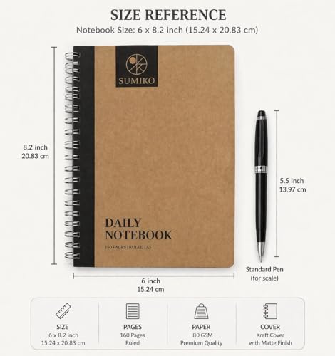 Image of AccuPrints Sumiko Pack of 4 Notebooks, Spiral-Bound, Kraft Cover, Lightweight, Pleasing Designs (A5, 160 Pages, 100 GSM, Set of 4)