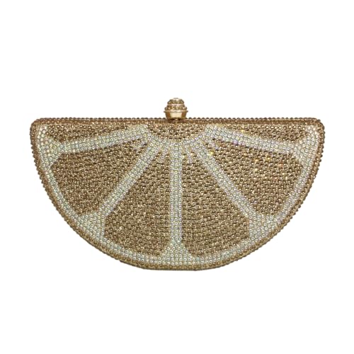 Image of Women Rhinestone Clutch Purse Watermelon Shape Handbag Cute Fruit Crossbody Bag Crystal Wedding Party Purse