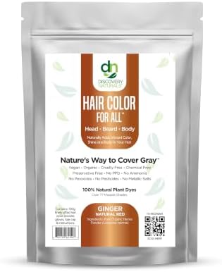 Ginger Natural Red Henna Hair Color For All Kit | 100% All Natural Hair Dye & Beard Dye Powder Organic, Herbal & Vegan Chemical & Cruelty Free Permanent Gray Coverage & Tinting
