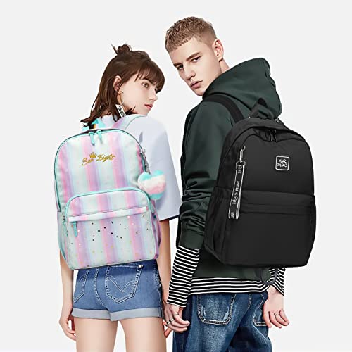 Caran·y Girls Backpack For Kid In Waterproof Elementary Large Space Love Decoration Starry Pattern School Bookbag Boys Girls Fit Over 6 Years Old Girls Book Bag（Colorful Strip） #TOP6