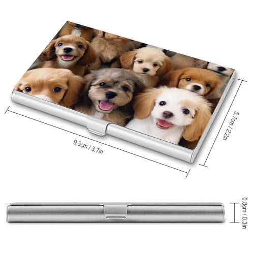 Slim Business Card Case for Men & Women, Pocket Metal Case, Cute Dogs Professional Aluminum Alloy Business Card Holders, Stylish Purse Name Cards Holder, Buckle Style Shut2