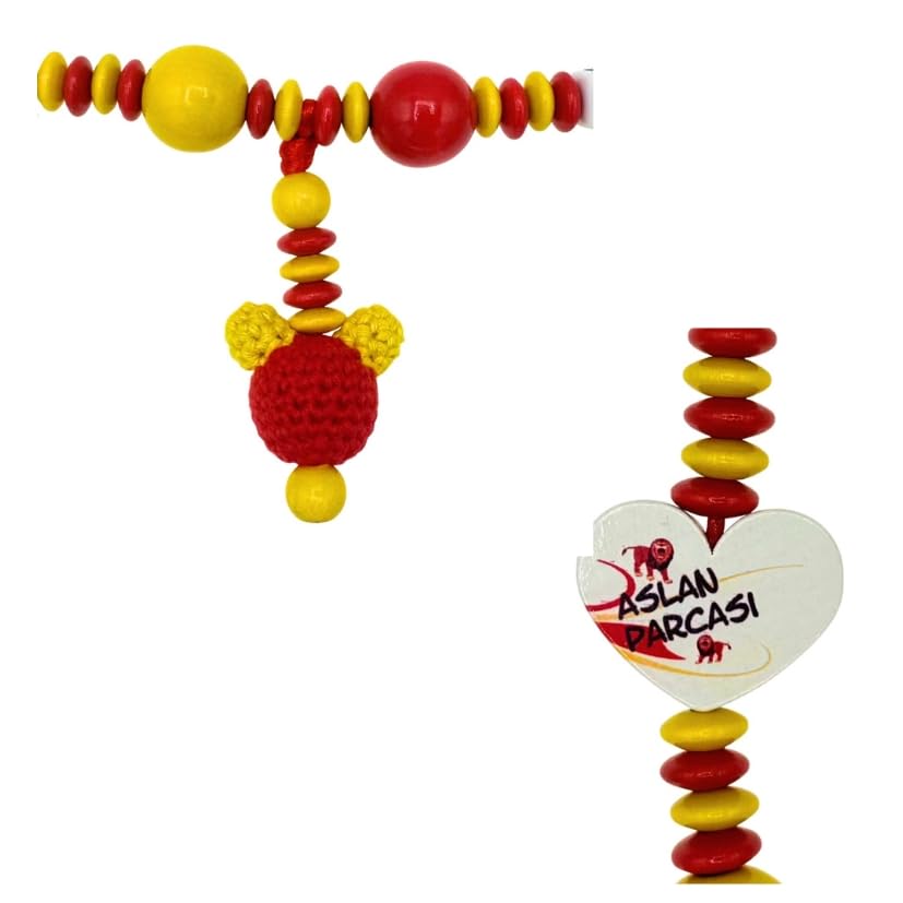 Set Nuckelkette + Kinderwagenkette mit Namen " für GALATASARAY Fan - ASLAN PARCASI - MAUS " Rot Gelb/Baby/Unisex/Personalisiert/HANDMADE