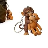 PIXUYE 3D Cute Punch The Monkey Hard Resin Keychain | Bag Pendant & Desk Figurine | Gift for Monkey Lovers（3D-B）