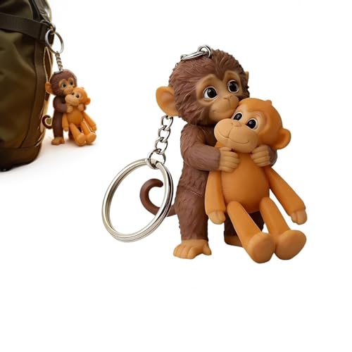 PIXUYE 3D Cute Punch The Monkey Hard Resin Keychain | Bag Pendant & Desk Figurine | Gift for Monkey Lovers3D-B