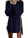 Xuan2Xuan3 Women Side Zipper Long Casual Loose Tunic Knit Pullover Sweater Dress Jumper Large Dark Blue