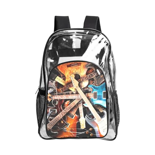 Sac à livres pour le sport transparent avec motif guitare stylé