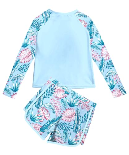 Image of Vogseek Girls Rash Guard Swimsuits 2 Piece Bathing Suit UPF 50+ Summer Swimwear Size 7-12T