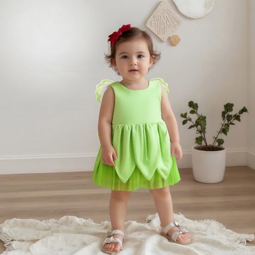 Toddler Baby Girl Butterfly Wings Green Fairy Dress Sleeveless A-line Princess Party Birthday Tulle Dresses2