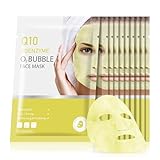 10 Sheets Coenzyme Q10 O2 Bubble Masks for Face, Bubble Face Mask Skincare for All Skin Types, Deep Cleansing Moisturizing Facial Mask Skin Care for Pores, Firming, Purifying, Sheet Masks for Spa
