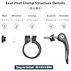 TRIWONDER Collier de Selle de Vélo 25,4mm 28,6mm 31,8mm 34,9mm Pince Clip de Tube Siège Fixation Serrage pour Tige de Selle VTT Vélo de Route (02 Noir, 28,6 mm) #3