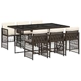 vidaXL Set de Comedor de Jardín con Cojines 7 pzas, Ratán Sintético Marrón