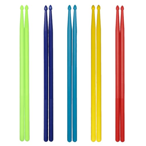 Juego de 5 pares de baquetas de nylon coloridas de 16 pulgadas con agarre antideslizante, ligeras para práctica de jazz y percusión en actividades grupales para jóvenes y adultos miniatura 1