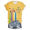 Hippie Imagine All The People T-Shirt for Women, Peace Sign Rainbow Hands Graphic Tee, Casual Loose Fit Short Sleeve Crew Neck Cotton Top for Music Festival Party (Yellow, XXL) #1