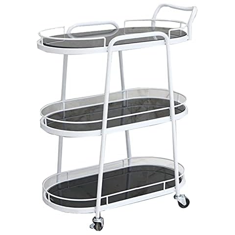 Serving Cart Kitchen Trolley, Movable Wrought Iron Dining Car Suction Cup for Fixed Table Top for Living Room Dining Room Kitchen Bedroom, 2 Specifications (Color : White, Size : 3 layers) Cover