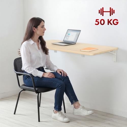 Maclean MC-128 - Estantería de Pared Plegable de 100 x 40 cm, Capacidad de Carga de 50 kg, Mesa Plegable con Bloqueo de Seguridad y Nivel de Burbuja, para Cocina, Oficina, Taller o Garaje (Blanco) - imagen 3