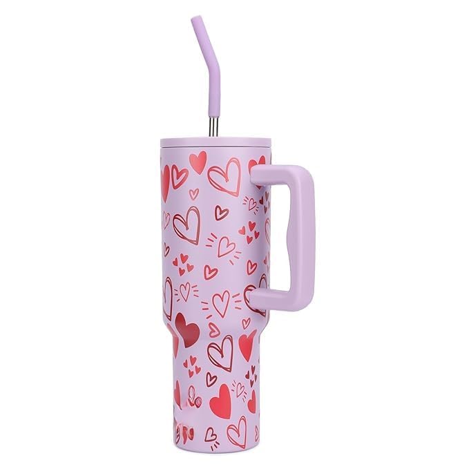 Image of Stainless Steel 1200 ml Vacuum Tumbler with Lid & Straw - Double‑Wall Insulated Cup for Travel, Gym & Office - Keeps Beverages Hot or Cold - 1.2 L Capacity (Purple Heart)