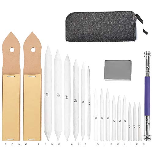 20 PCS Sketch Drawing Tools, Artist Blending Stump and Tortillion Art Blender Set, Drawing Art Blenders for Student Artist Charcoal Sketch Drawing Accessories